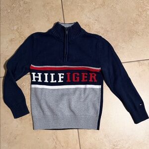 Tommy Hilfiger kids Navy and Gray Zip-Up Sweater
